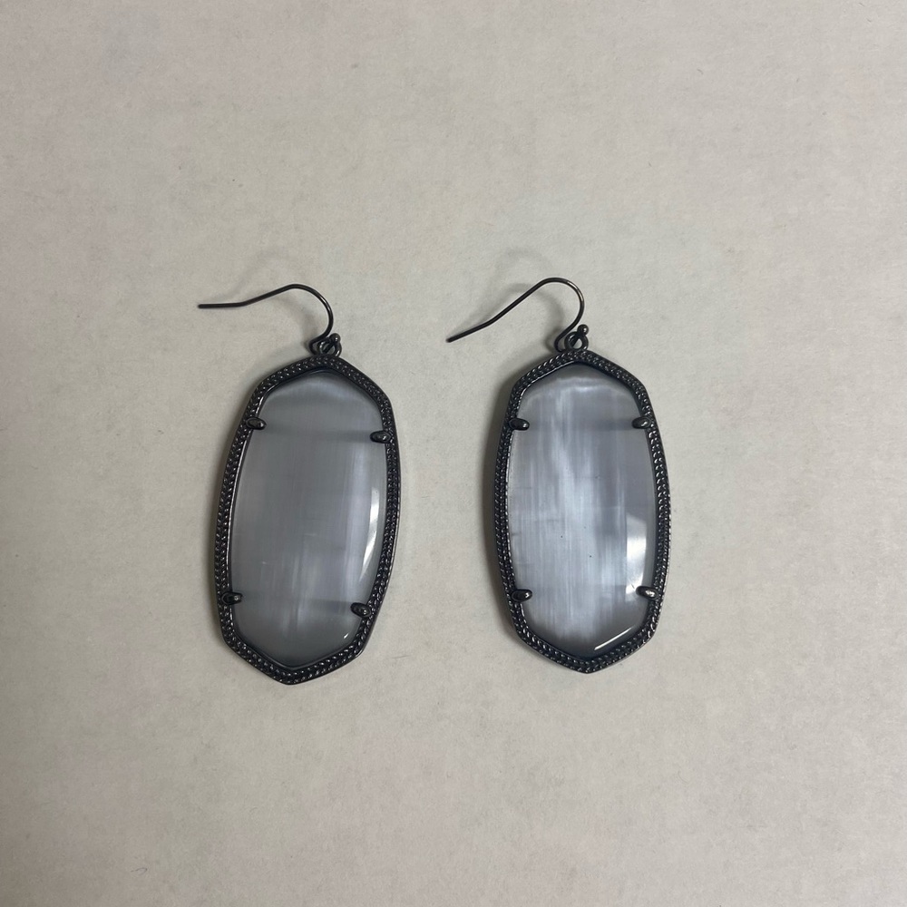 Danielle Gunmetal Drop Earrings in Grey Glass